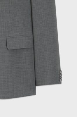Slim-fit suit in micro-patterned virgin wool, Grey