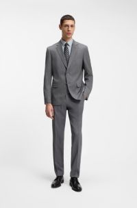 Slim-fit suit in micro-patterned virgin wool, Grey