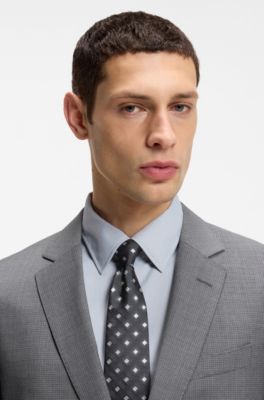 Slim-fit suit in micro-patterned virgin wool, Grey