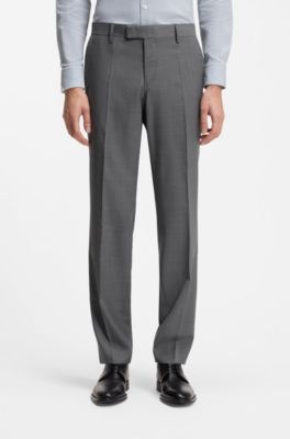 Slim-fit suit in micro-patterned virgin wool, Grey