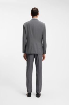 Slim-fit suit in micro-patterned virgin wool, Grey