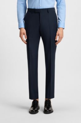 Slim-fit suit in micro-patterned virgin wool, Dark Blue