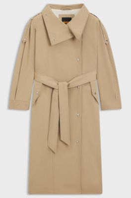 Trench idrorepellente in vestibilit&agrave; oversize, Beige