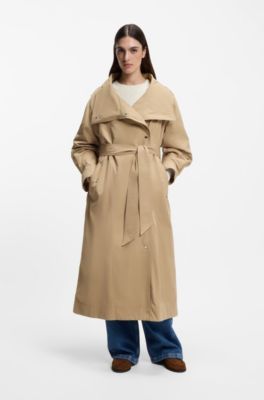 Oversized Trenchcoat mit wasserabweisendem Finish, Beige