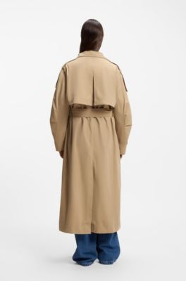 Trench idrorepellente in vestibilit&agrave; oversize, Beige