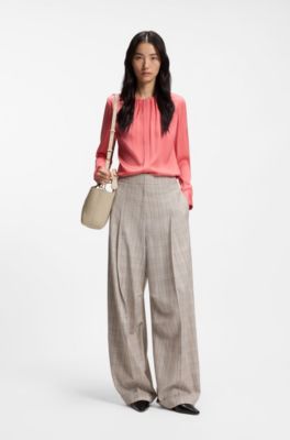 Leather tote bag with logo lettering, Light Beige