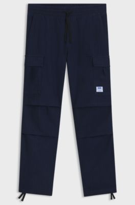 Relaxed-fit cargo trousers in denim-look ripstop, Dark Blue