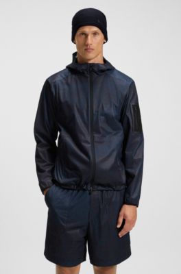 Wool-blend beanie hat with rubber-print logo, Dark Blue