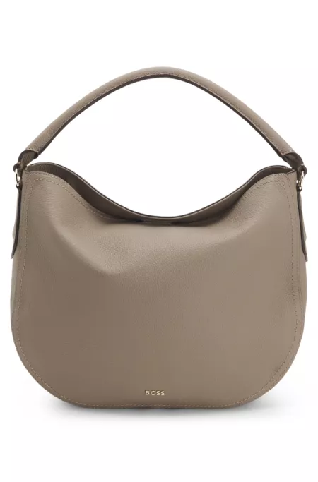 Grained-leather shoulder bag with gold-tone logo