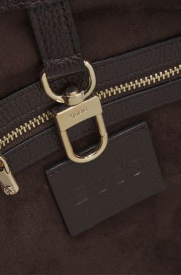 Tote bag in suede and leather, Dark Purple