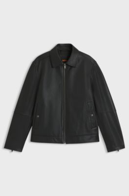 Veste Regular en cuir nappa, Noir