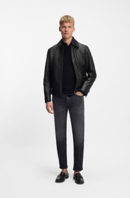 Regular-fit jacket in nappa leather, Black