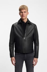 Regular-fit jacket in nappa leather, Black