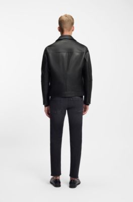 Veste Regular en cuir nappa, Noir