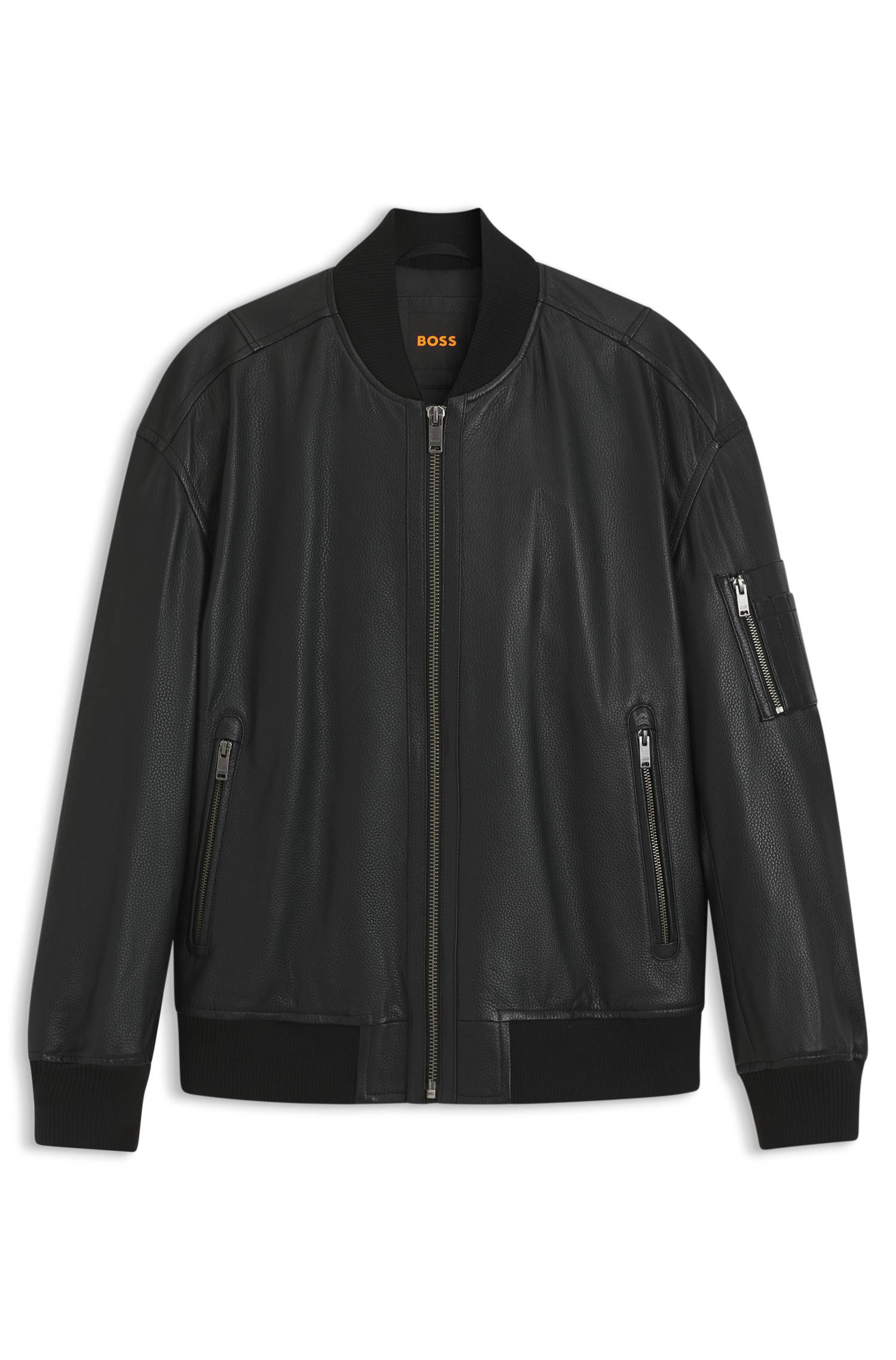 Boss Leather bomber jacket with sleeve pocket jackor herr – bild 4