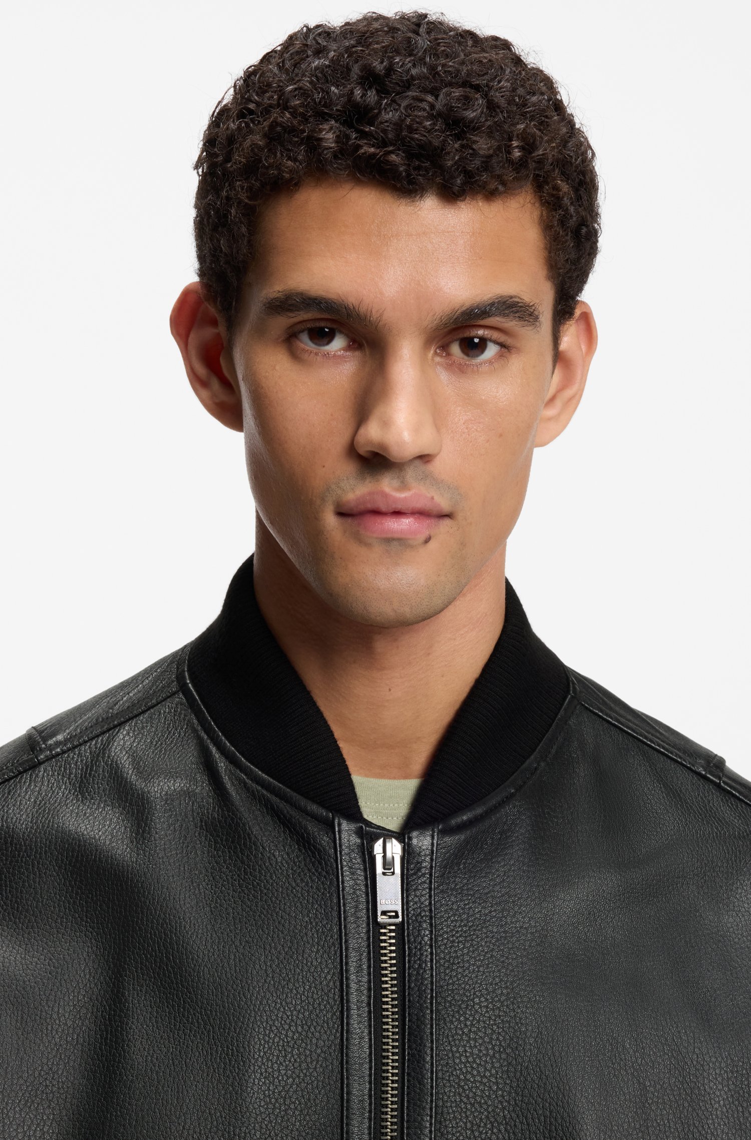 Boss Leather bomber jacket with sleeve pocket jackor herr – bild 3
