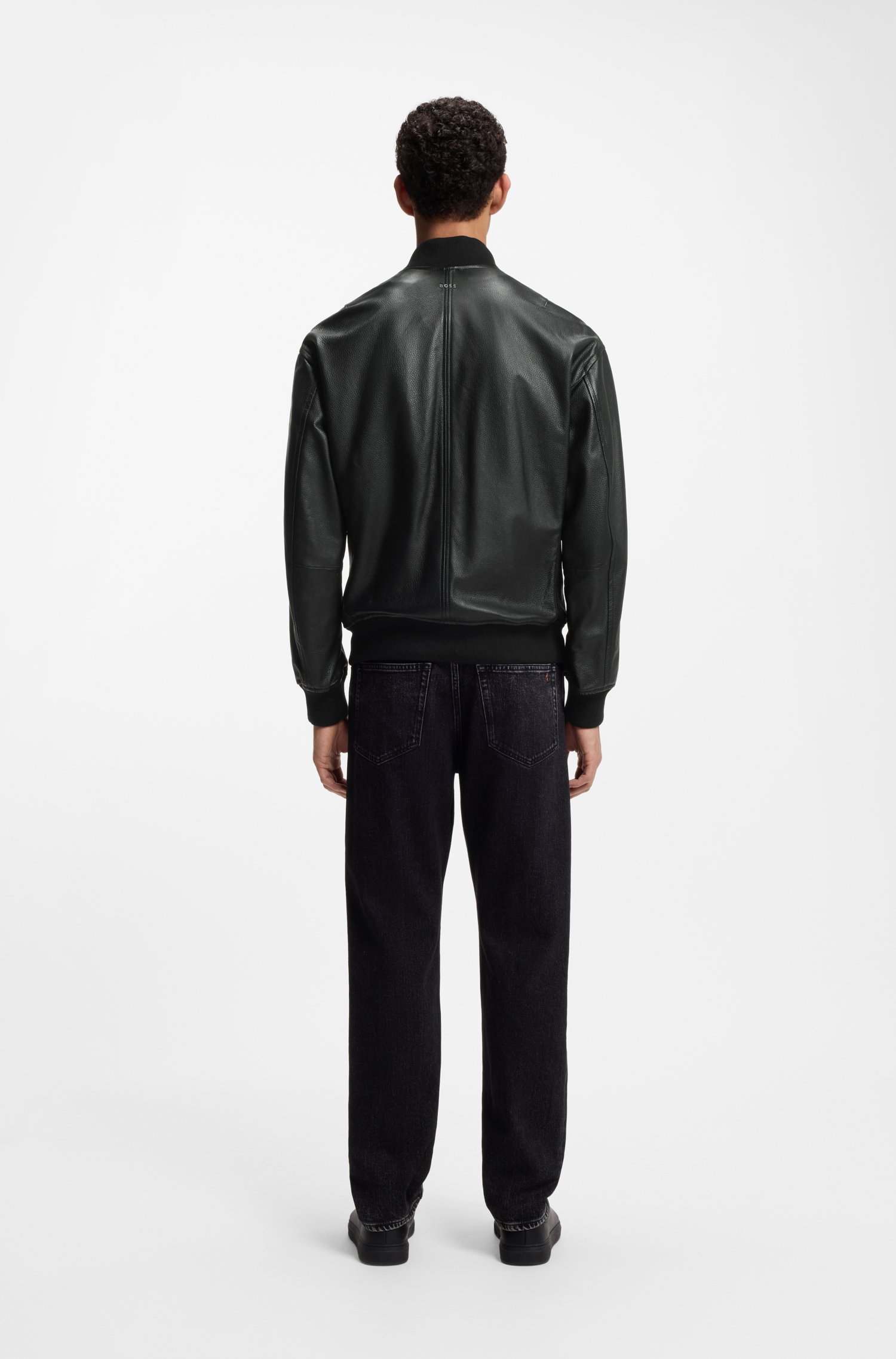 Boss Leather bomber jacket with sleeve pocket jackor herr – bild 2