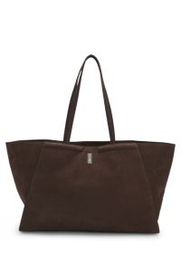 Ariell shopper bag in nubuck with Double B monogram, Dark Purple
