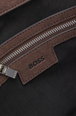 Cabas Ariell en nubuck avec monogramme Double&nbsp;B, Marron fonc&eacute;