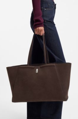 Cabas Ariell en nubuck avec monogramme Double&nbsp;B, Marron fonc&eacute;