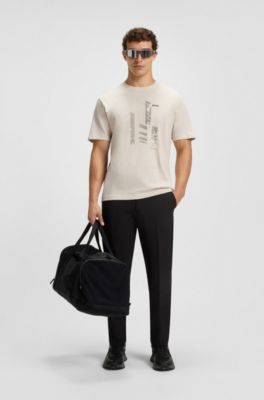 Relaxed-fit T-shirt in cotton jersey with printed artwork, Natural