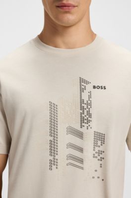 Relaxed-fit T-shirt in cotton jersey with printed artwork, Natural