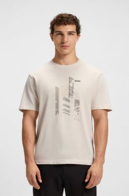 Relaxed-fit T-shirt in cotton jersey with printed artwork, Natural