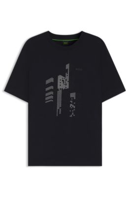 Relaxed-fit T-shirt in cotton jersey with printed artwork, Dark Blue