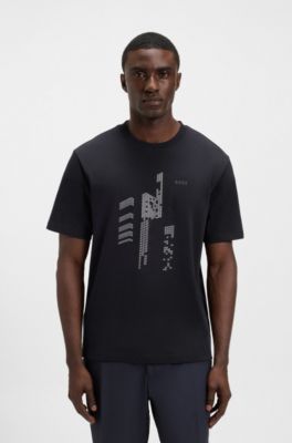 Relaxed-fit T-shirt in cotton jersey with printed artwork, Dark Blue