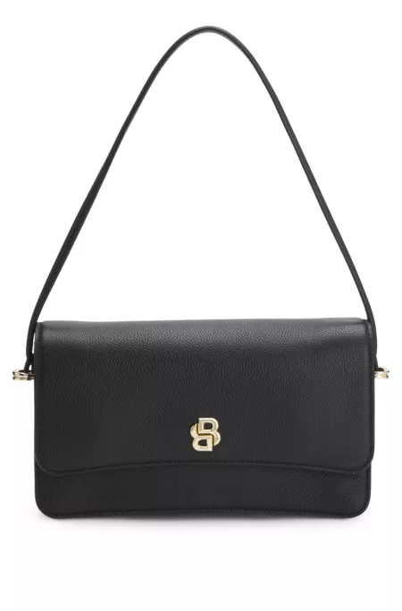 Leather shoulder bag with Double B monogram
