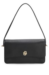 Leather shoulder bag with Double B monogram, Black