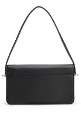 Leather shoulder bag with Double B monogram, Black