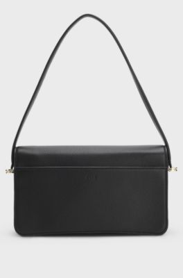 Leather shoulder bag with Double B monogram, Black