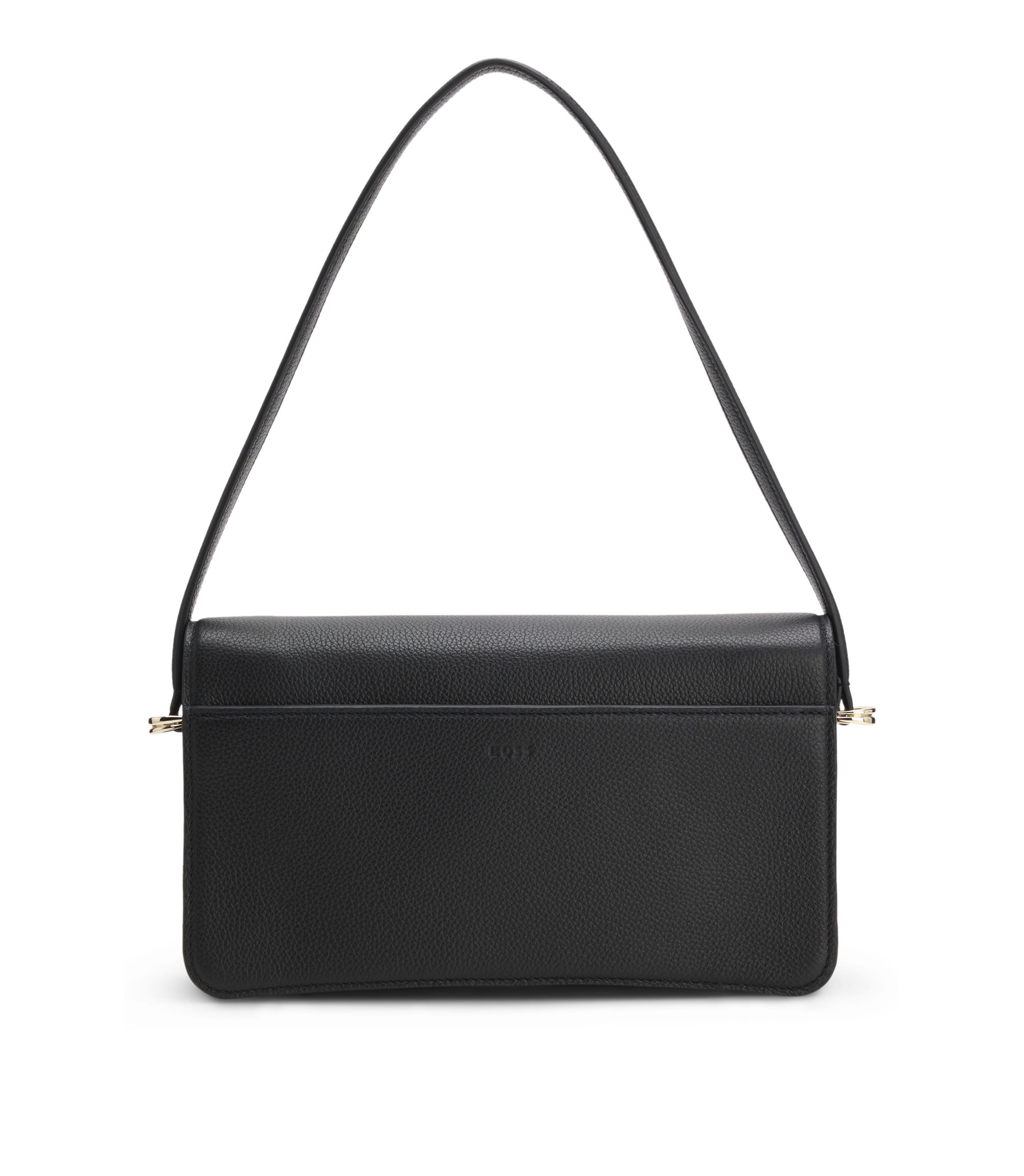 BOSS - Leather shoulder bag with Double B monogram - Black
