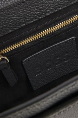 Leather shoulder bag with Double B monogram, Black