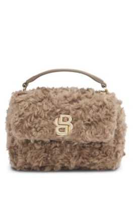 Bolso bandolera BOSS x Steiff de peluche con correa de cadena, Marr&oacute;n claro
