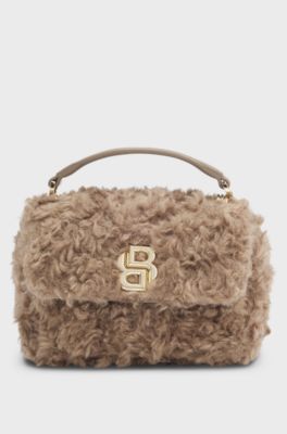 BOSS x Steiff teddy shoulder bag with chain strap, Light Brown