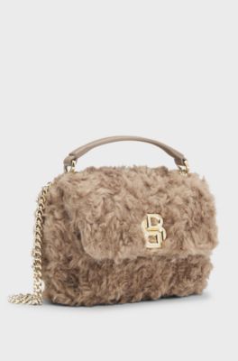 BOSS x Steiff teddy shoulder bag with chain strap, Light Brown