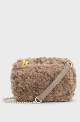 BOSS x Steiff teddy shoulder bag with chain strap, Light Brown
