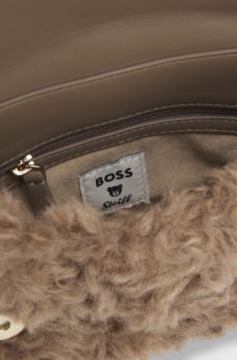 BOSS x Steiff teddy shoulder bag with chain strap, Light Brown
