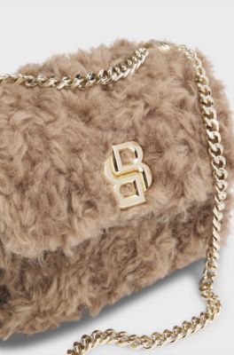 BOSS x Steiff teddy shoulder bag with chain strap, Light Brown