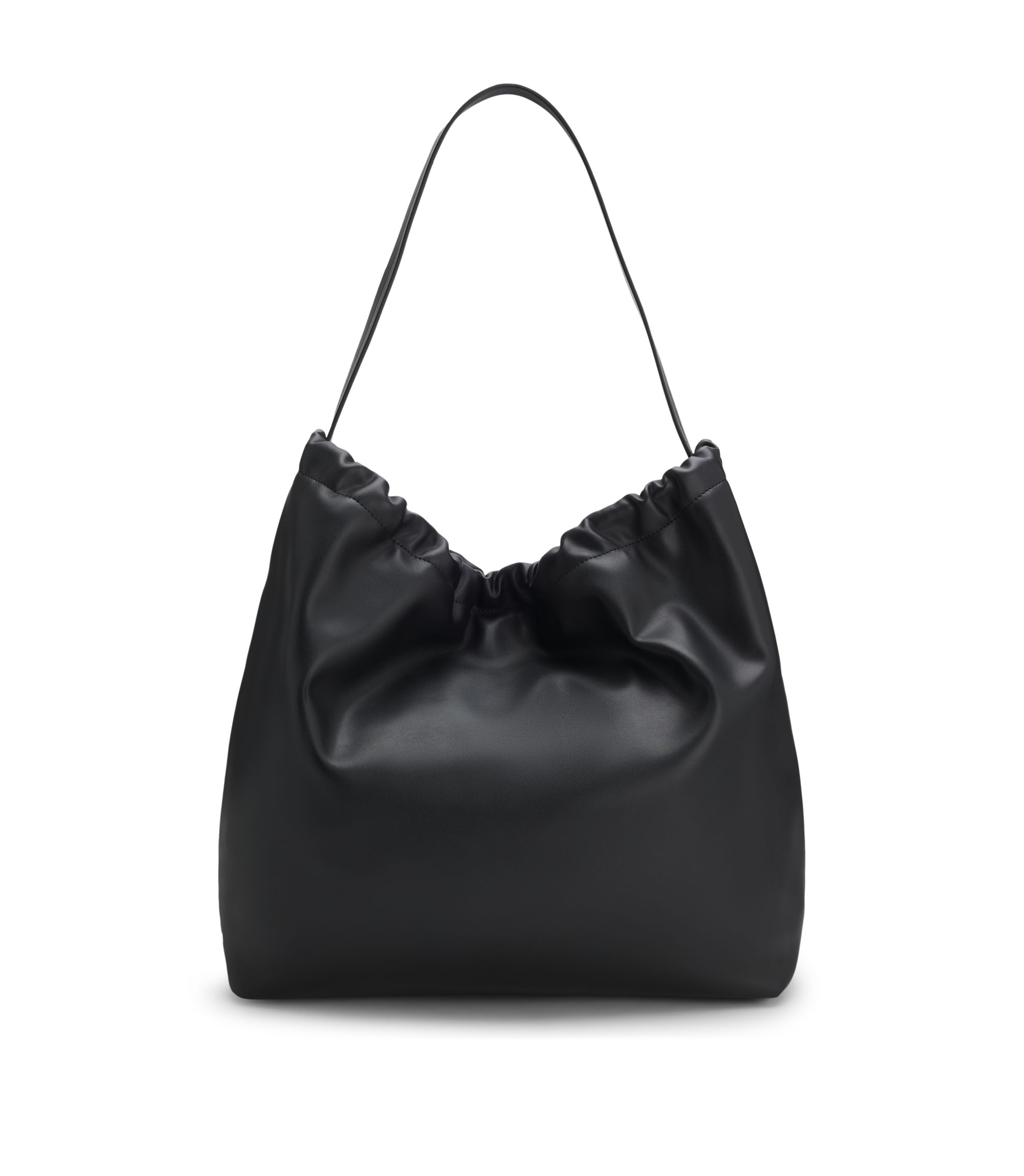 HUGO - Drawstring shoulder bag with gold-tone hardware - Black