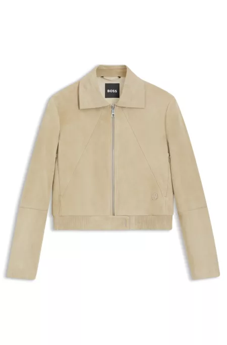 Blouson-style jacket in suede with Double B monogram