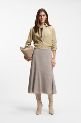 Blouson-style jacket in suede with Double B monogram, Light Beige