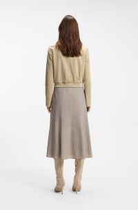 Blouson-style jacket in suede with Double B monogram, Light Beige