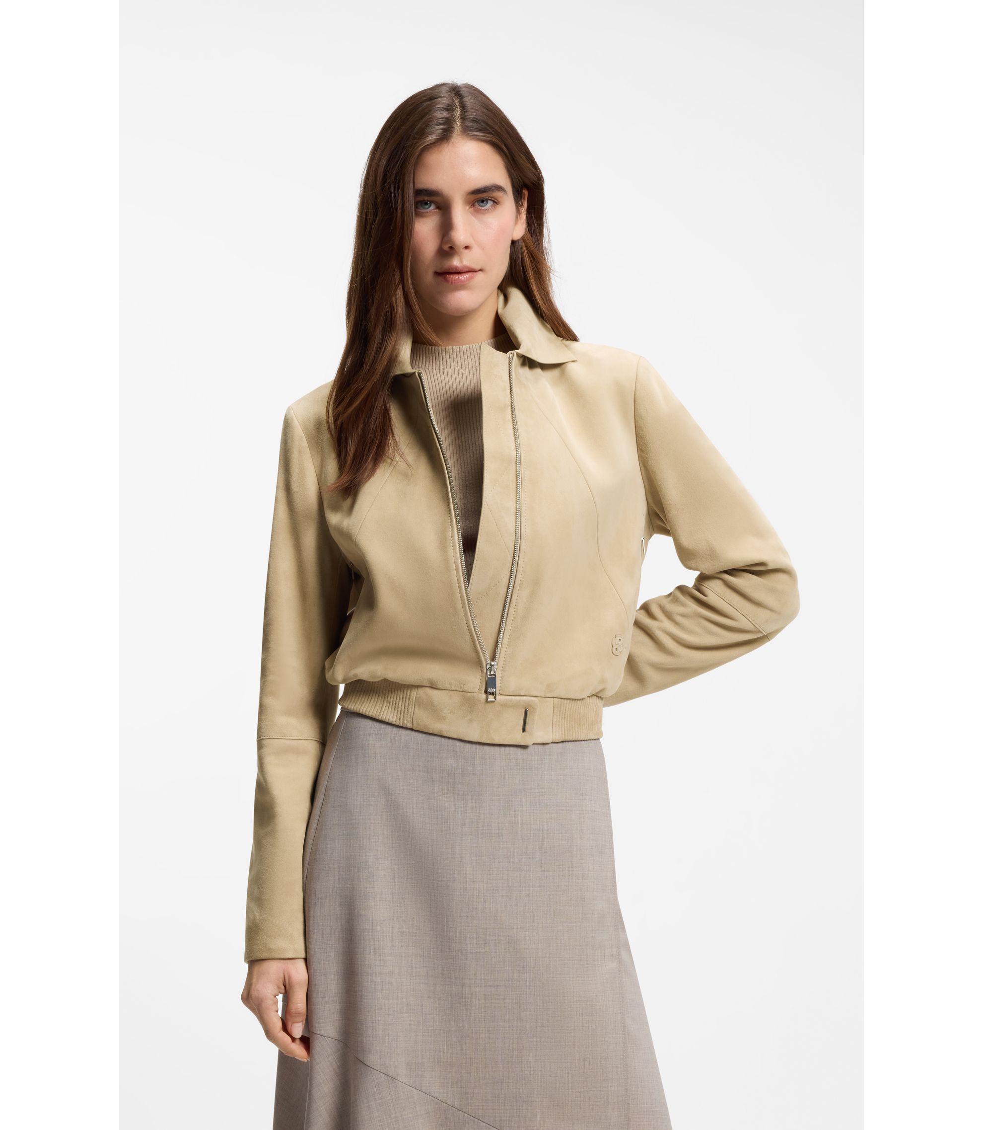 Jacke im Blouson-Stil aus Veloursleder mit Double-B-Monogramm