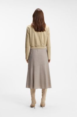 Veste en cuir su&eacute;d&eacute; style blouson &agrave; monogramme Double&nbsp;B, Beige clair