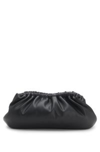 Ruched clutch bag with debossed logo, Black