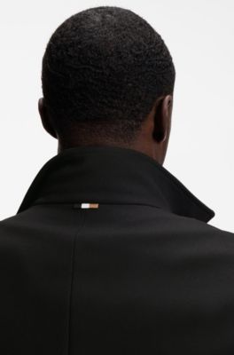 Formal coat in micro-patterned stretch fabric, Black