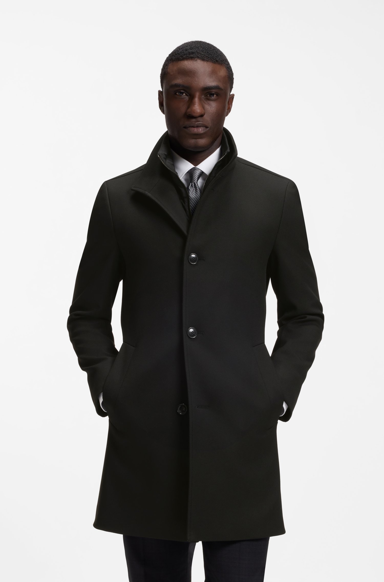 Boss Formal coat in micro-patterned stretch fabric jackor herr – bild 2